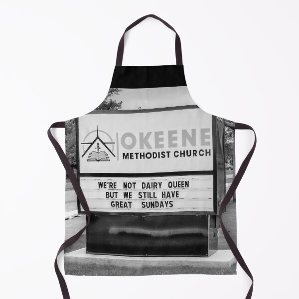 Item preview, "Funny Church Sign in Okeene Oklahoma BW" designed and sold by Debra Martz.