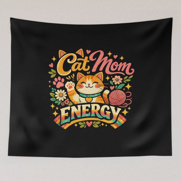 Item preview, Cat Mom Energy – Cute Retro Kitty Lover Design designed and sold by blankTeeShirt.