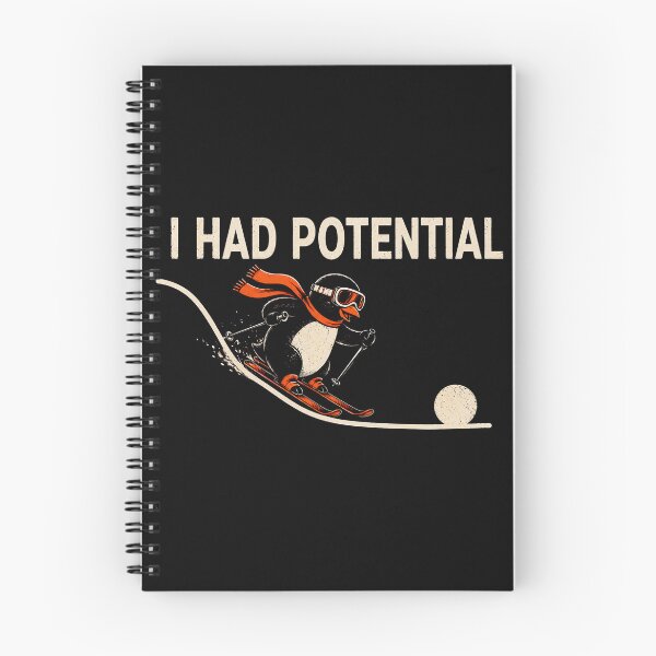 Item preview, I Had Potential Vintage Skiing Penguin Tee designed and sold by D-F-R-K.