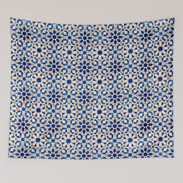 Item preview, Geometric Moroccan Mosaic Blue Star Tile designed and sold by SplashTastic.