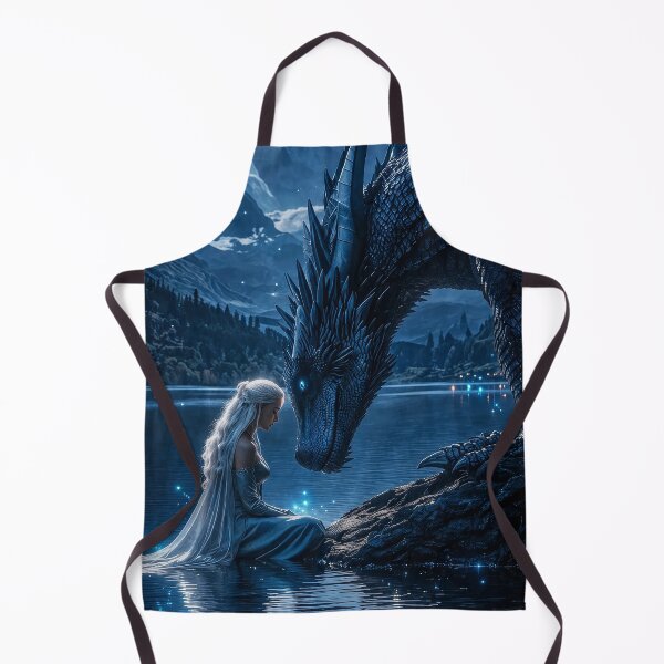 Item preview, Moonlit Blue Dragon And Mystic Princess | Dark Fantasy Night Art designed and sold by DrakariArt.