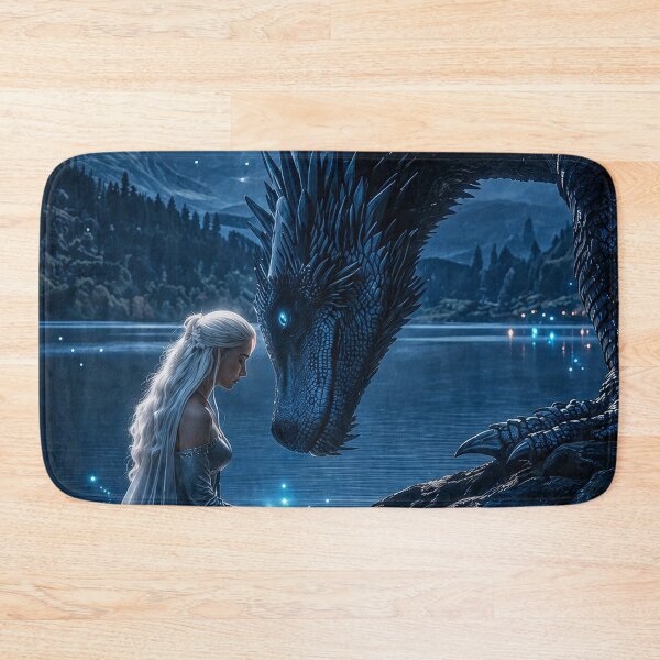 Item preview, Moonlit Blue Dragon And Mystic Princess | Dark Fantasy Night Art designed and sold by DrakariArt.