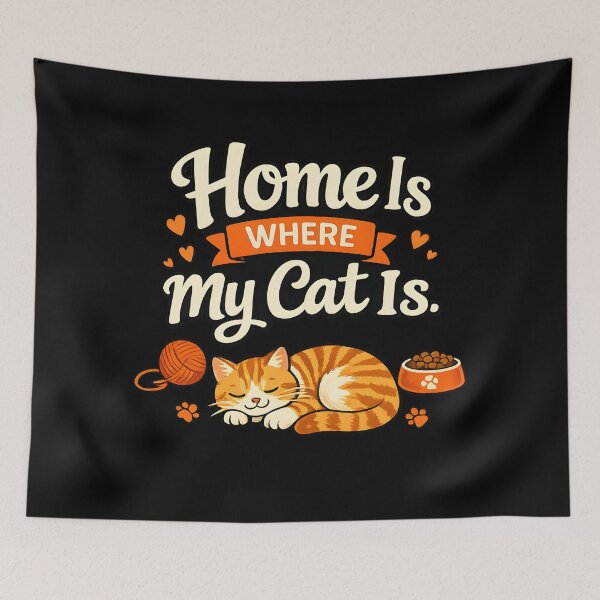 Item preview, Home Is Where My Cat Is – Cute Sleeping Ginger Cat Design designed and sold by blankTeeShirt.