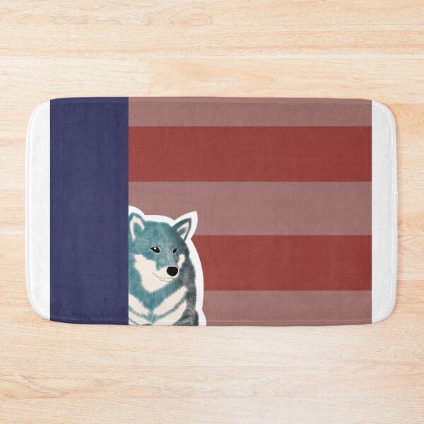 Item preview, 80's vibes colors (red, blue) with blue Shiba Inu designed and sold by ShibaCruise-On.