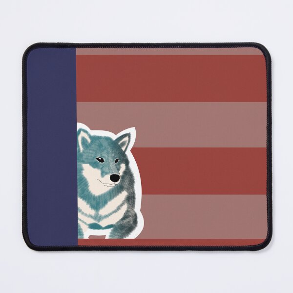 Item preview, 80's vibes colors (red, blue) with blue Shiba Inu designed and sold by ShibaCruise-On.
