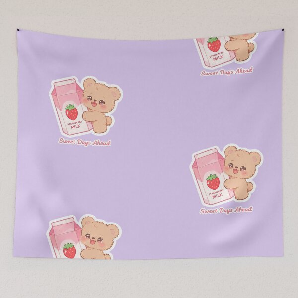 Item preview, Sweet Days Ahead Cute Chibi Bear with Strawberry Milk designed and sold by carestazafeli.