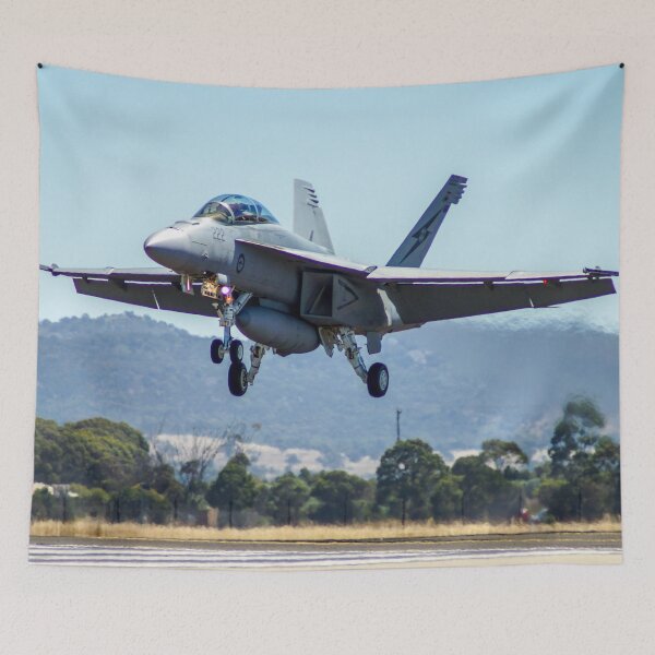 Item preview, F/A-18 Hornet Fighter Jet Landing | Dynamic Military Aviation Fine Art Print designed and sold by Ross.A.Campbell.