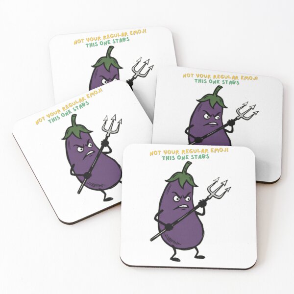 Item preview, Angry Eggplant Emoji With Pitchfork - Funny Dark Humor designed and sold by PM.