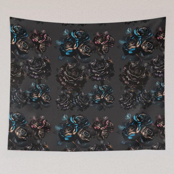 Item preview, Beauty in the shadows // electric gothic black floral pattern designed and sold by Creativ_Design.