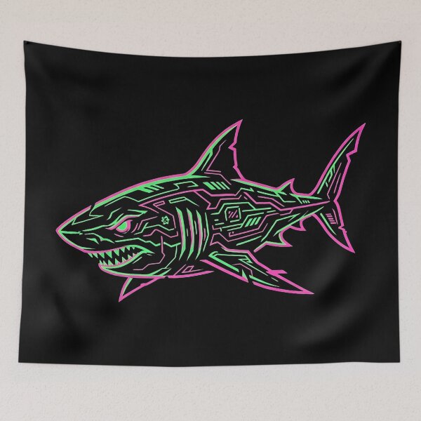 Item preview, Cyberpunk Pop Art Neon Tech Shark designed and sold by SplashTastic.