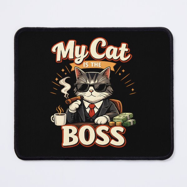 Item preview, My Cat Is The Boss – Funny Mafia Cat with Cigar Retro Design designed and sold by blankTeeShirt.