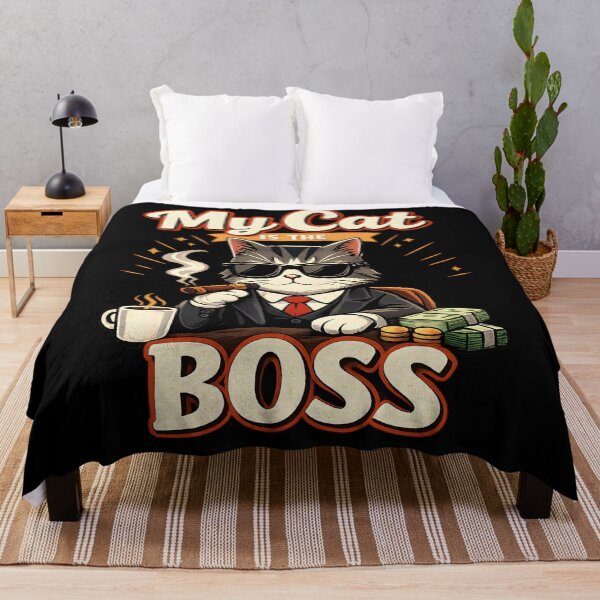 Item preview, My Cat Is The Boss – Funny Mafia Cat with Cigar Retro Design designed and sold by blankTeeShirt.