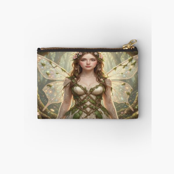 Item preview, Fairy woman in glowing forest light with delicate wings and soft magical atmosphere designed and sold by FotoworldEdel.