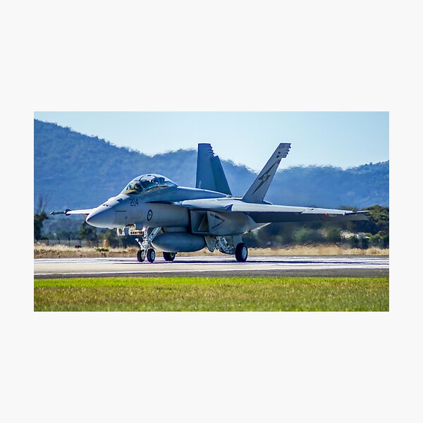 Item preview, F/A-18 Hornet Taxiing on Runway | Authentic Military Aviation Tarmac Fine Art Print designed and sold by Ross.A.Campbell.