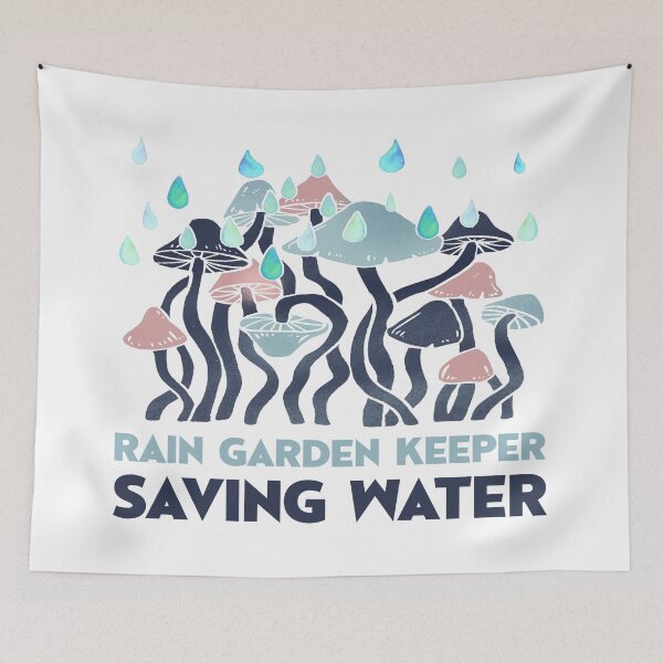 Item preview, Rain Garden Keeper Saving Water Mushroom Art designed and sold by SP Motif.