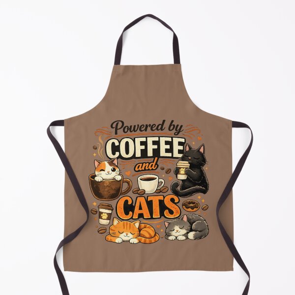 Item preview, Powered by Coffee and Cats – Cute Cat Lover Coffee Design designed and sold by blankTeeShirt.