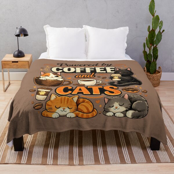 Item preview, Powered by Coffee and Cats – Cute Cat Lover Coffee Design designed and sold by blankTeeShirt.