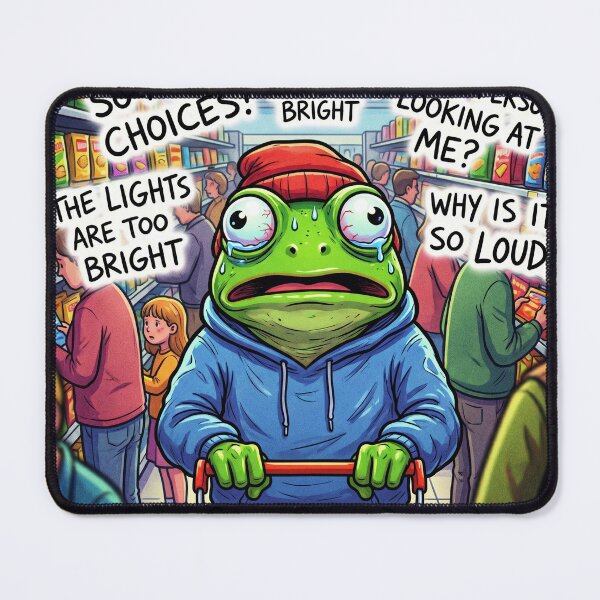 Item preview, Overstimulated Frog Funny ADHD Chaos Meme Sticker designed and sold by Biwbiwty.
