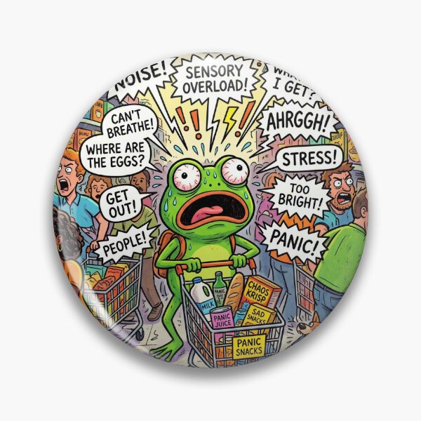 Item preview, Too Much Noise Frog Funny Overstimulated Sticker designed and sold by Biwbiwty.