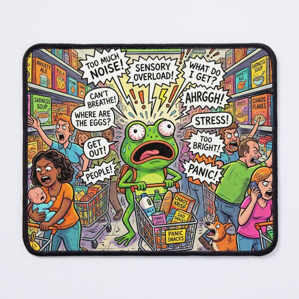 Item preview, Too Much Noise Frog Funny Overstimulated Sticker designed and sold by Biwbiwty.