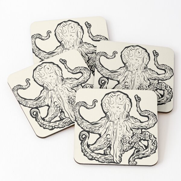Item preview, Coastal octopus line art | minimalist sea creature print | boho ocean decor designed and sold by Digital Vector GB.