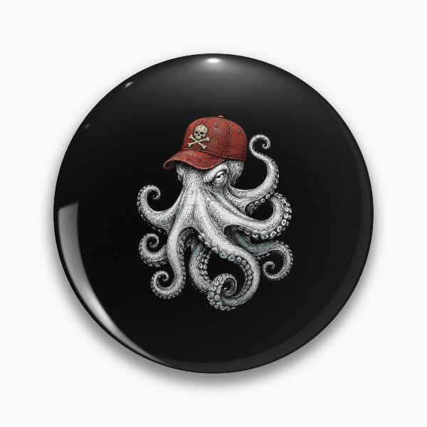 Item preview, Octopus With Skull and Crossbones Cap Pirate Sea Creature On Back designed and sold by clarabersetart.