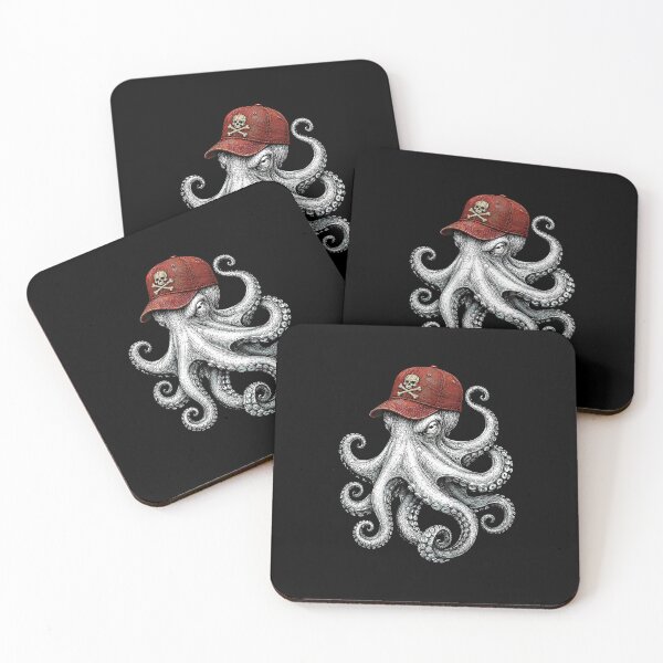 Item preview, Octopus With Skull and Crossbones Cap Pirate Sea Creature On Back designed and sold by clarabersetart.