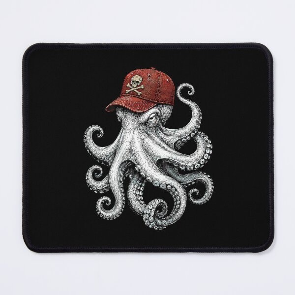 Item preview, Octopus With Skull and Crossbones Cap Pirate Sea Creature On Back designed and sold by clarabersetart.
