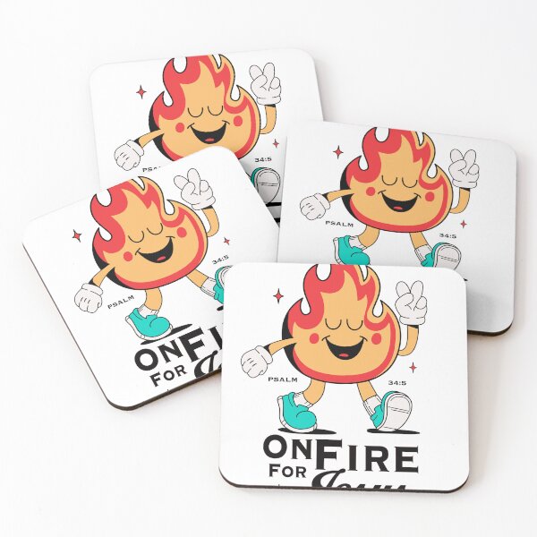 Item preview, On Fire For Jesus Psalm 34:5 Cute Flame Character designed and sold by SaltCreatives.