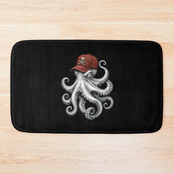 Item preview, Octopus With Skull and Crossbones Cap Pirate Sea Creature On Back designed and sold by clarabersetart.