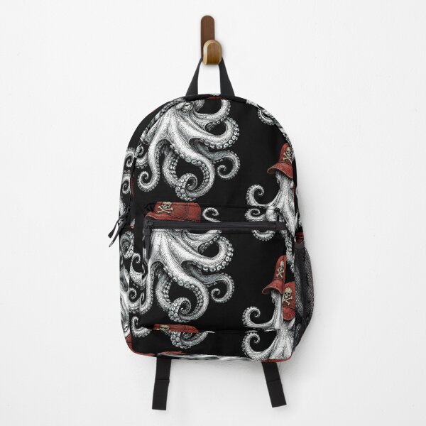 Item preview, Octopus With Skull and Crossbones Cap Pirate Sea Creature On Back designed and sold by clarabersetart.
