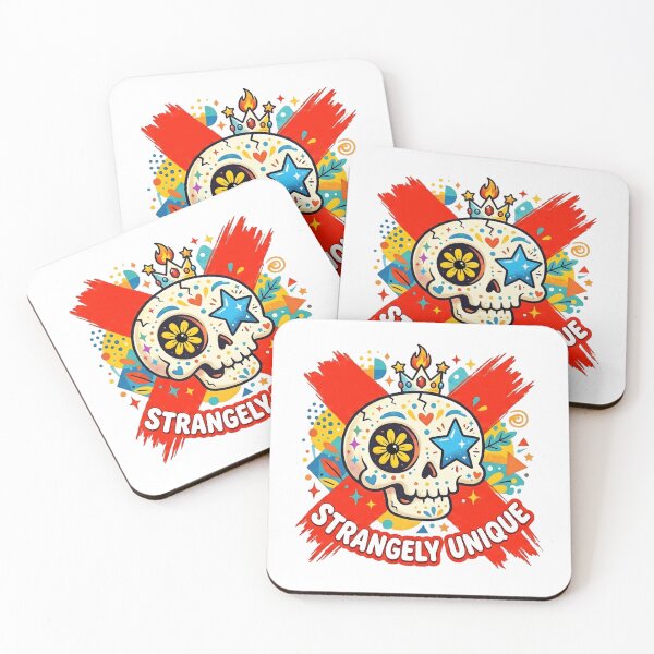 Item preview, Bold Red X Cartoon Skull Mismatched Eyes Sticker designed and sold by octozap.