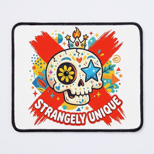 Item preview, Bold Red X Cartoon Skull Mismatched Eyes Sticker designed and sold by octozap.