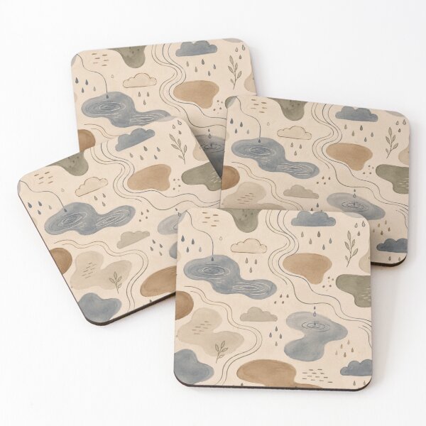 Item preview, Rainy Day Abstract Pattern – Watercolor Cloud & Puddle Wallpaper designed and sold by Barelythere2324.