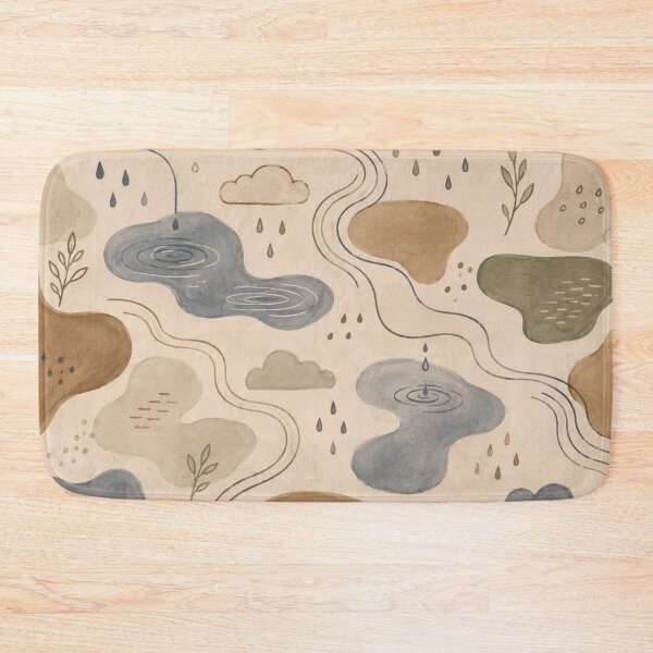 Item preview, Rainy Day Abstract Pattern – Watercolor Cloud & Puddle Wallpaper designed and sold by Barelythere2324.