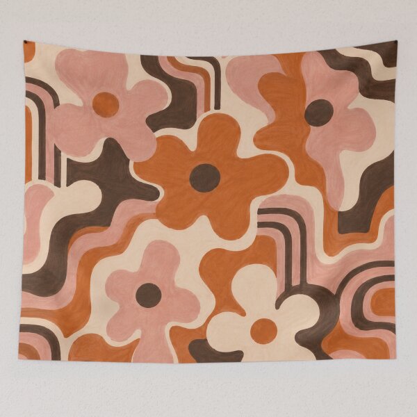 Item preview, Retro Groovy Floral Pattern – 70s Abstract Flower Wallpaper designed and sold by Barelythere2324.