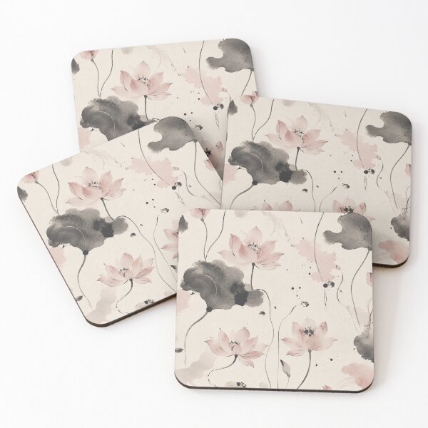 Item preview, Watercolor Lotus Pattern – Elegant Japanese Floral Wallpaper designed and sold by Barelythere2324.