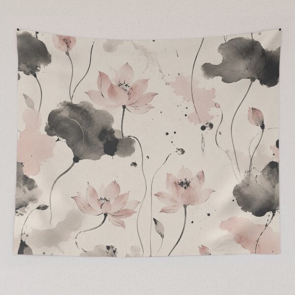 Item preview, Watercolor Lotus Pattern – Elegant Japanese Floral Wallpaper designed and sold by Barelythere2324.