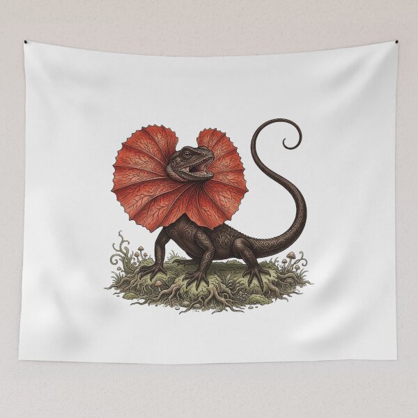 Item preview, Fantasy Frilled Lizard Woodland Creature Art designed and sold by HoneyBreezeCo.