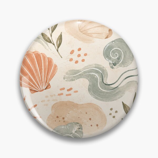 Item preview, Coastal Boho Seashell Pattern – Retro Beach Watercolor Wallpaper designed and sold by Barelythere2324.
