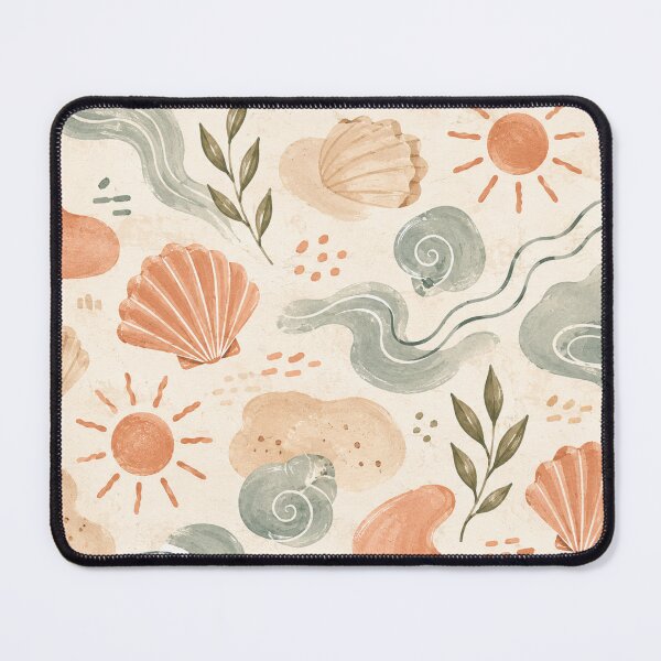 Item preview, Coastal Boho Seashell Pattern – Retro Beach Watercolor Wallpaper designed and sold by Barelythere2324.