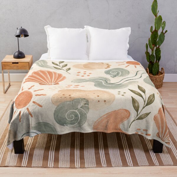 Item preview, Coastal Boho Seashell Pattern – Retro Beach Watercolor Wallpaper designed and sold by Barelythere2324.