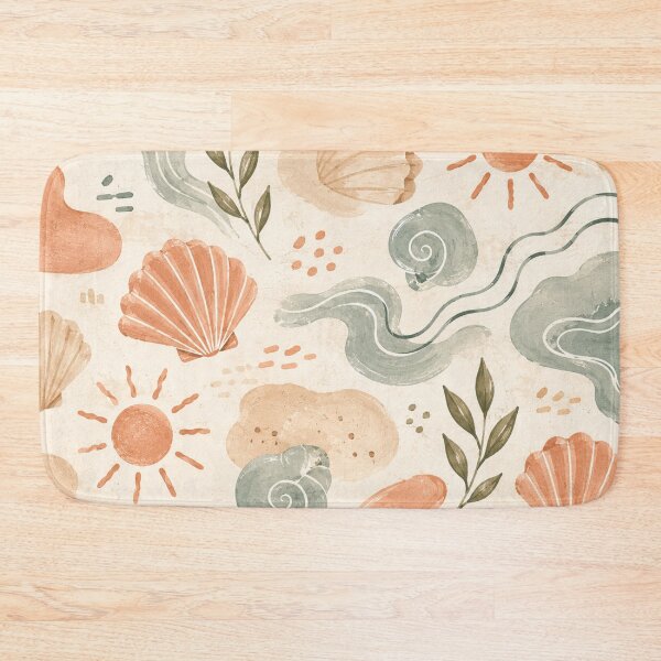 Item preview, Coastal Boho Seashell Pattern – Retro Beach Watercolor Wallpaper designed and sold by Barelythere2324.