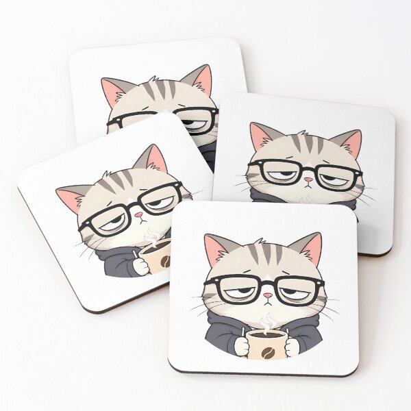 Item preview, Cute Grumpy Cat Face - Tired Coder Silhouette designed and sold by JulianCheng.