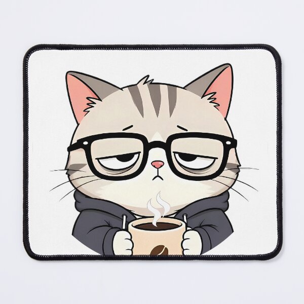 Item preview, Cute Grumpy Cat Face - Tired Coder Silhouette designed and sold by JulianCheng.
