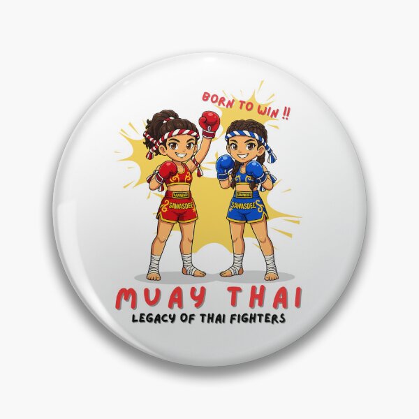 Item preview, Cute Muay Thai Girls – Welcome Thailand Travel Chibi Fighters | Born to Win Thai Boxing Art designed and sold by Beeform.