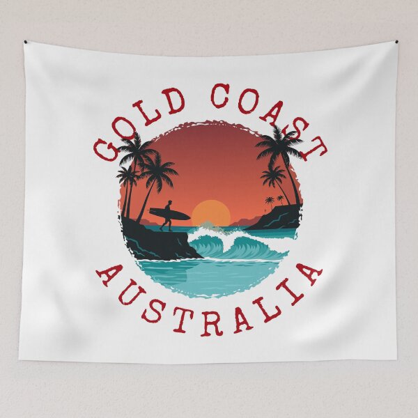 Aperçu de l'œuvre Gold Coast - Australie (avec lettres rouges) créée et vendue par VelvetRoom.