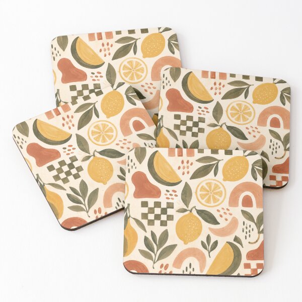 Item preview, Mediterranean Lemon Pattern – Retro Citrus Boho Seamless Design designed and sold by Barelythere2324.