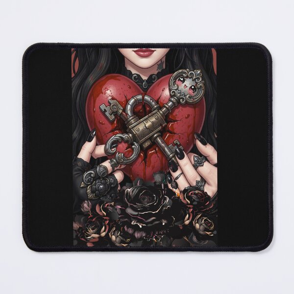 Item preview, Heart under lock // Gothic kawaii dark romance art designed and sold by Creativ_Design.