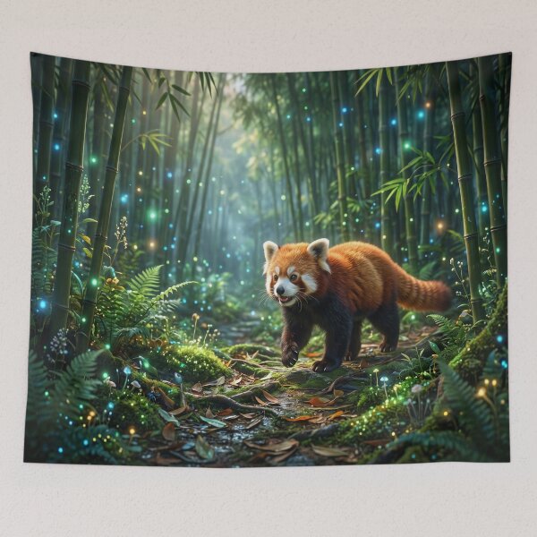 Item preview, Magical Red Panda in Fantasy Bamboo Forest designed and sold by Quiet life.